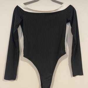 Ribbed Black & White Bodysuit